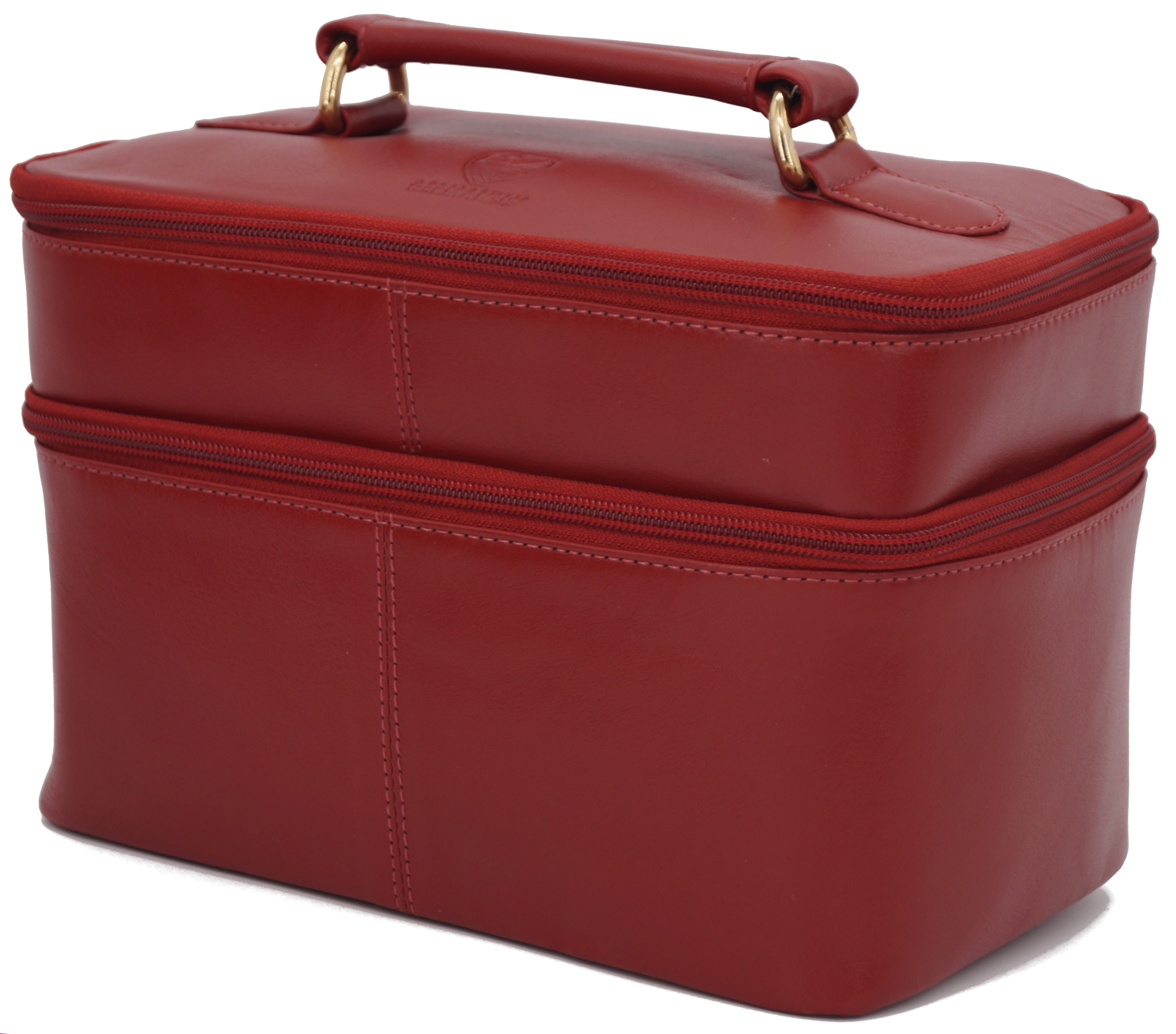 GERMANUS Handmade Cosmetic Bag Ina, Cosmetic Case and Toiletry Bag made of thick Leather (red)
