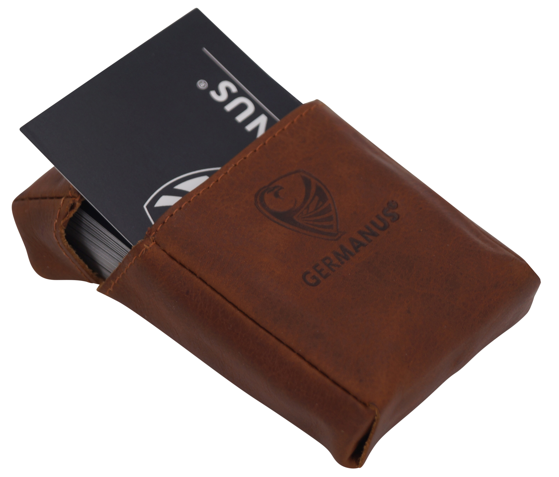 GERMANUS Business Card Case - Hand Made in EU, Leather brown