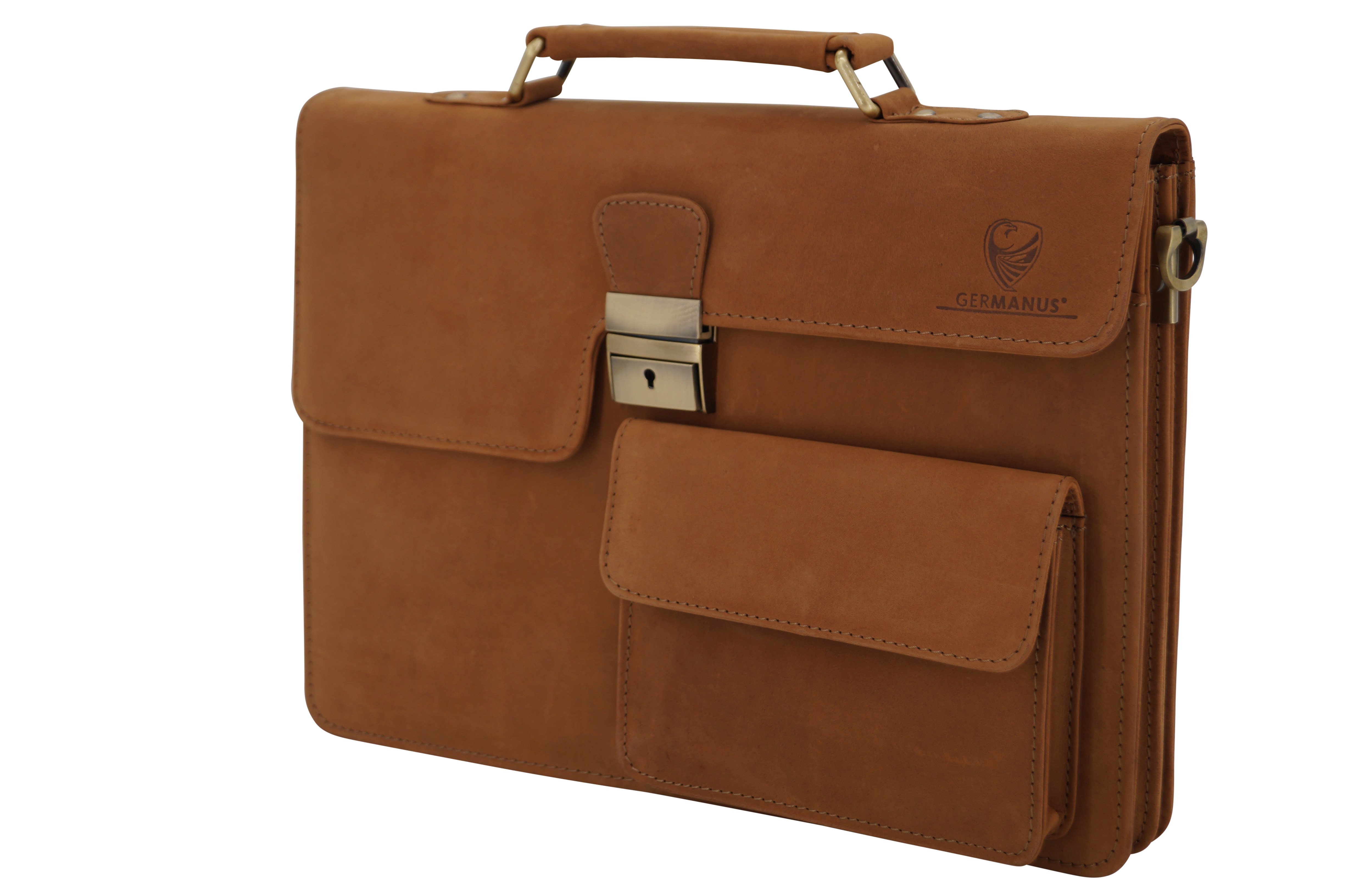 GERMANUS Hans leather briefcase, brown