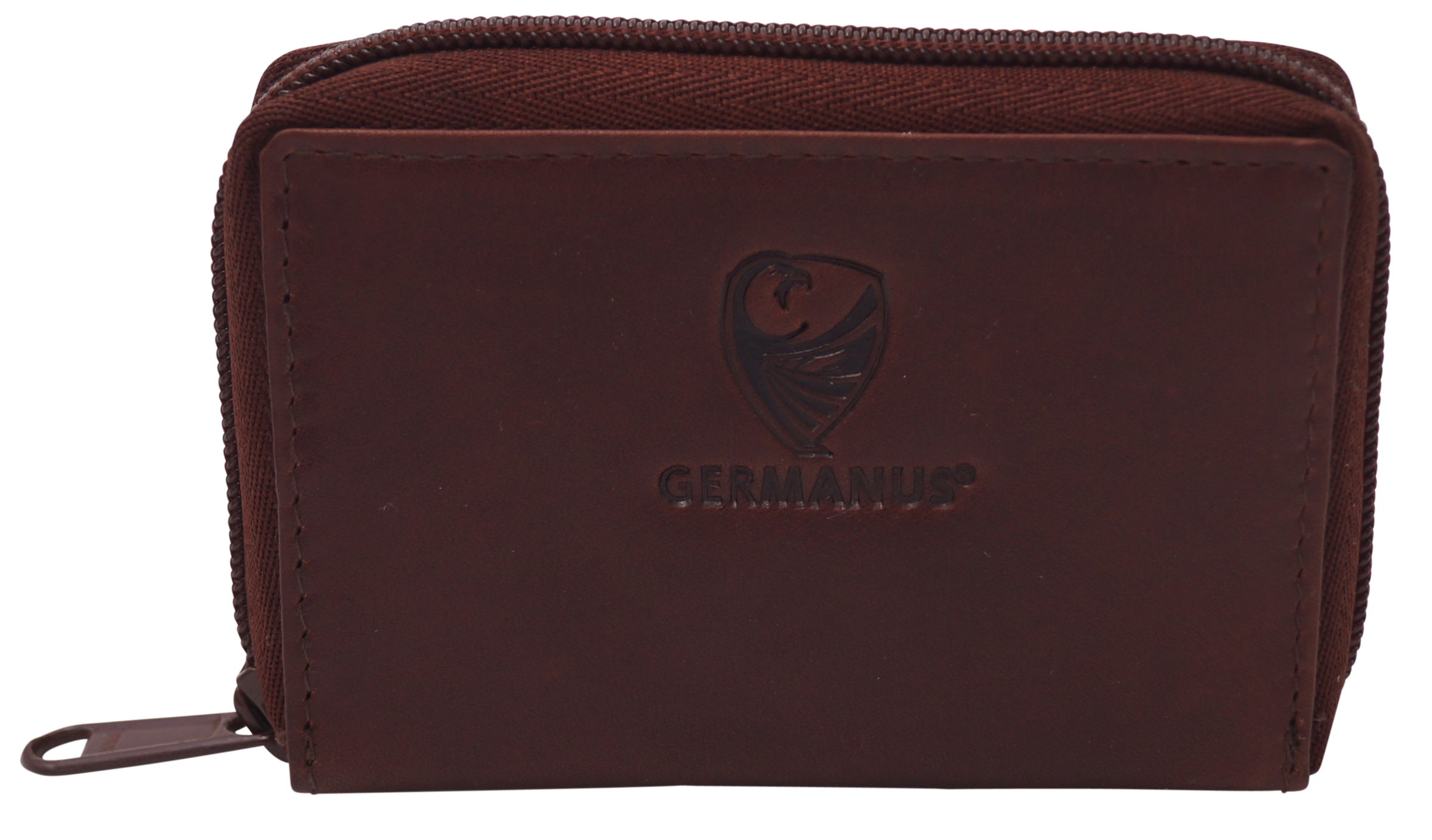 GERMANUS Credit Card Case Zip - Made in EU - Leder Case for Cards, brown