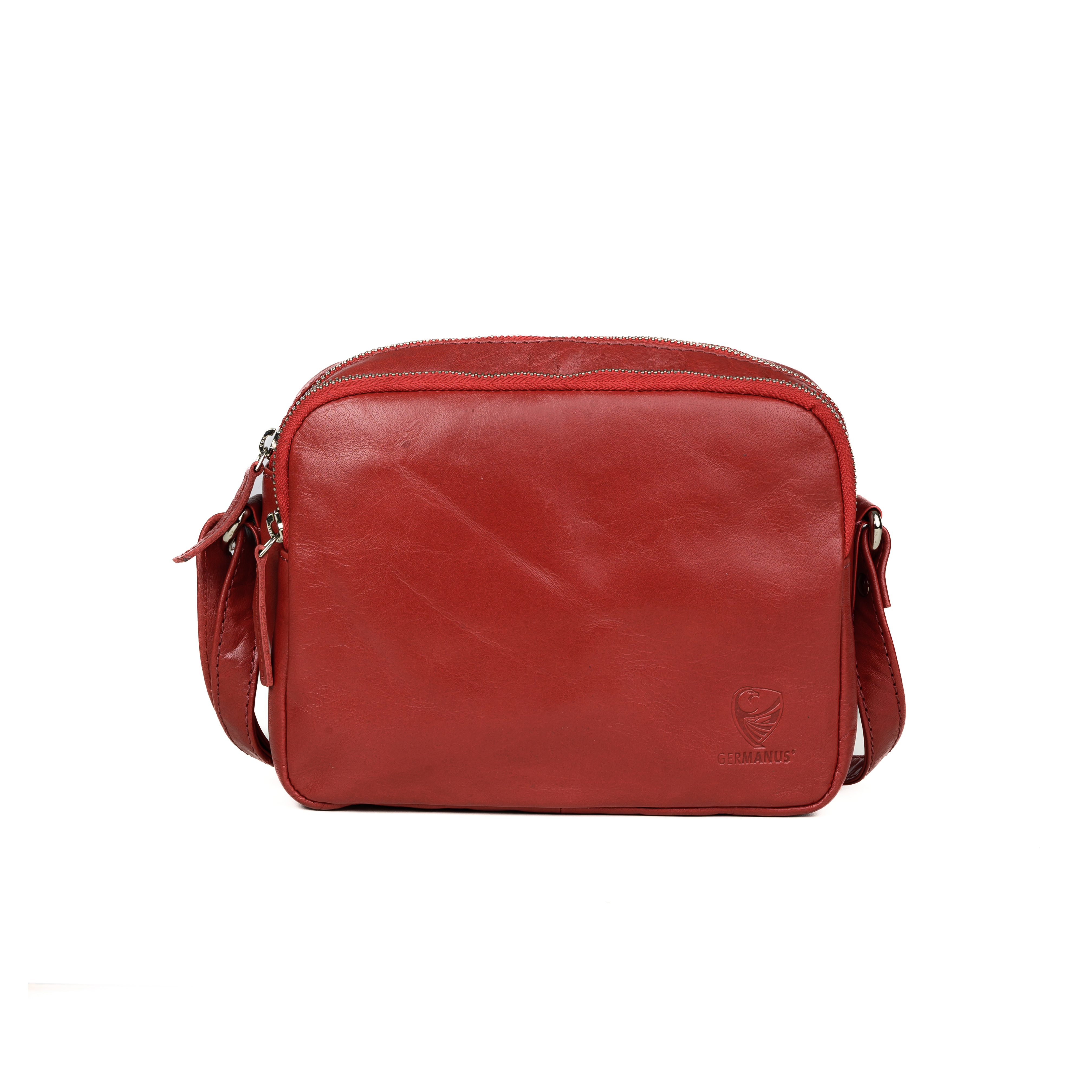 GERMANUS ladies handbag shoulder bag Lara made of genuine leather, red