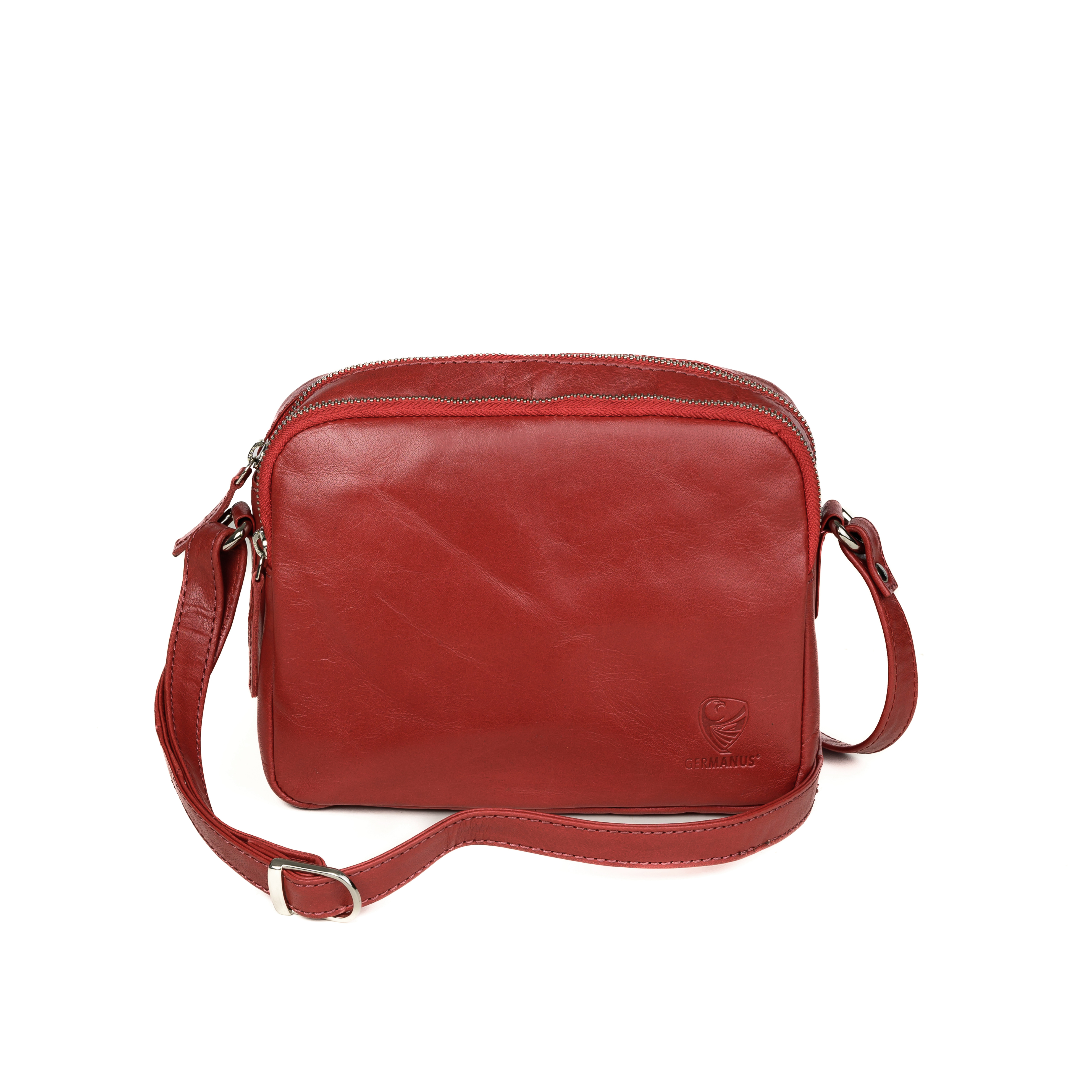 GERMANUS ladies handbag shoulder bag Lara made of genuine leather, red