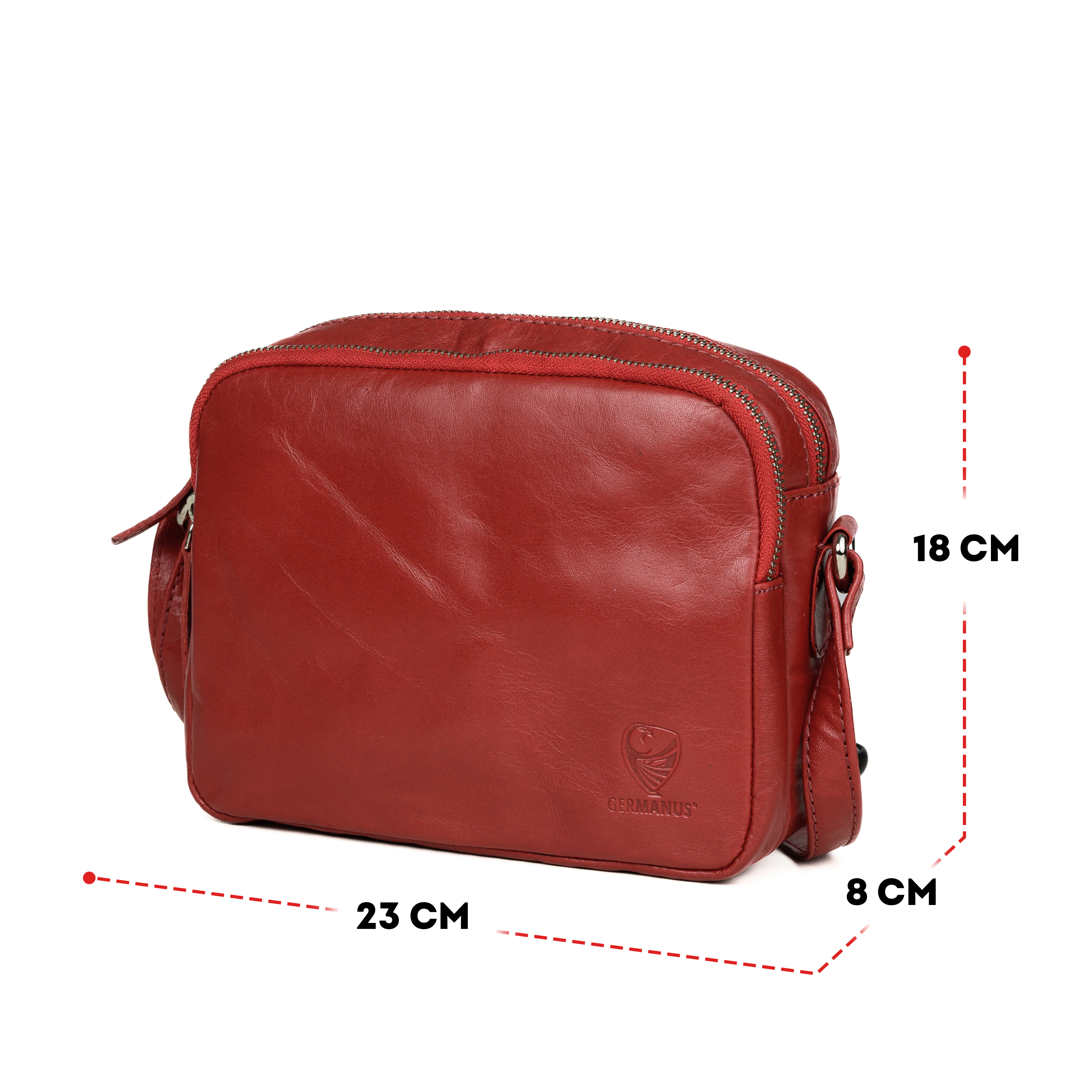 GERMANUS ladies handbag shoulder bag Lara made of genuine leather, red