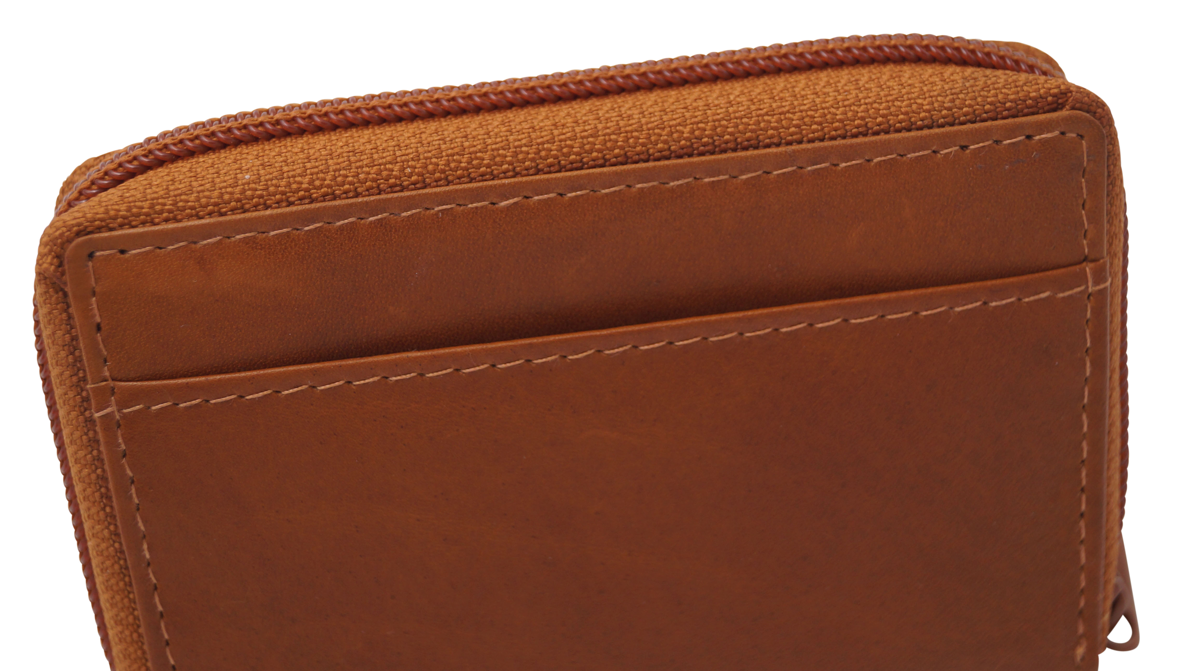 GERMANUS Credit Card Case Zip - Made in EU - Leather Case for Cards, Light Brown
