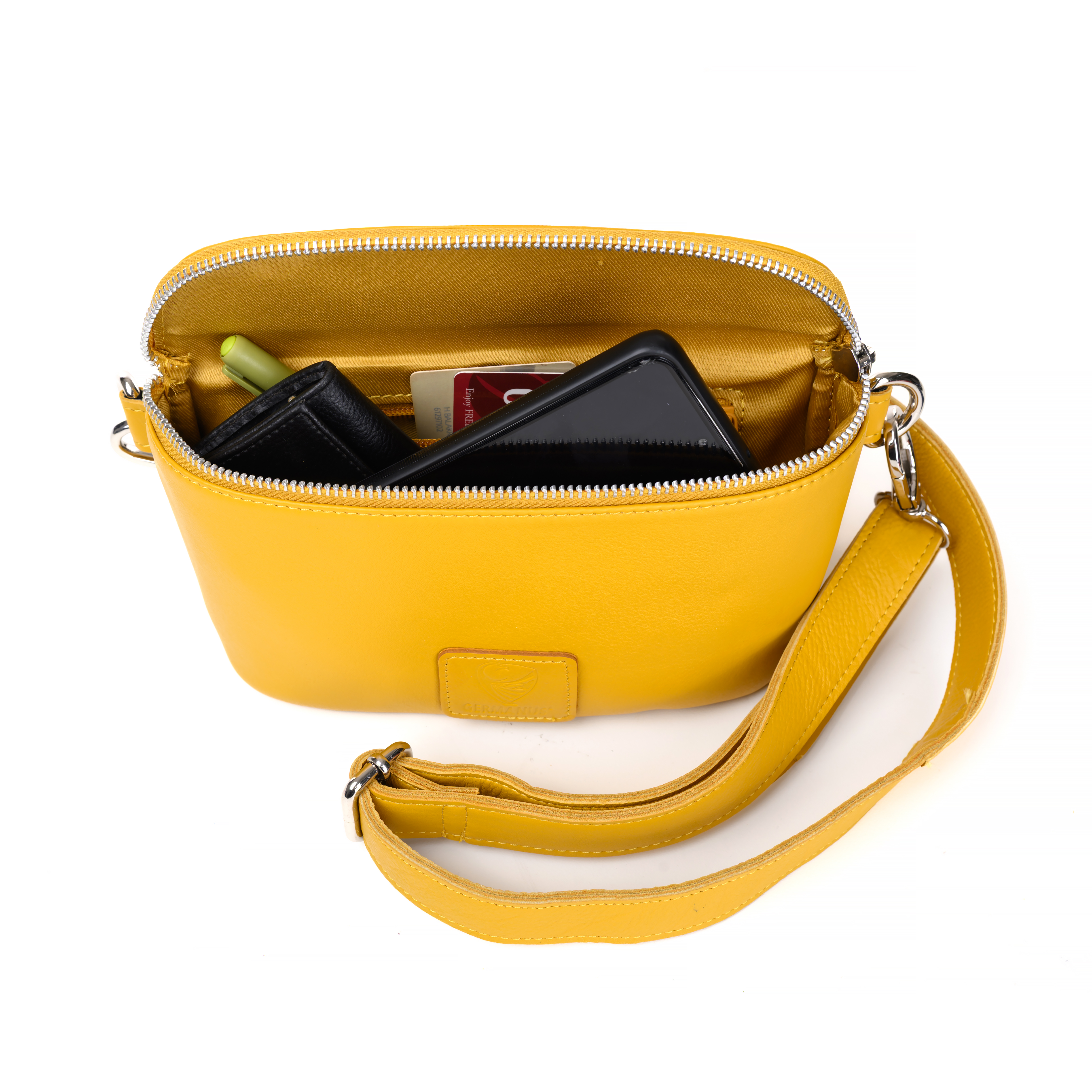 GERMANUS Belt Bag Mika Crossbody Bag, Bum Bag, Fanny Pack, Shoulder Bag, Leather Yellow