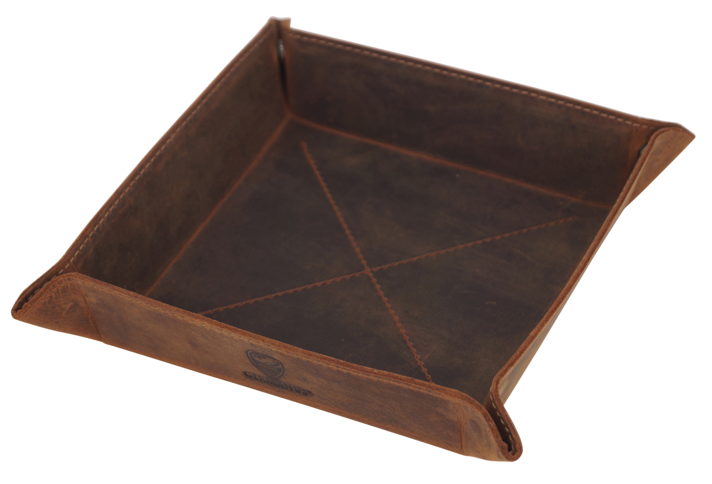 GERMANUS Leather Tray Organizer Brown