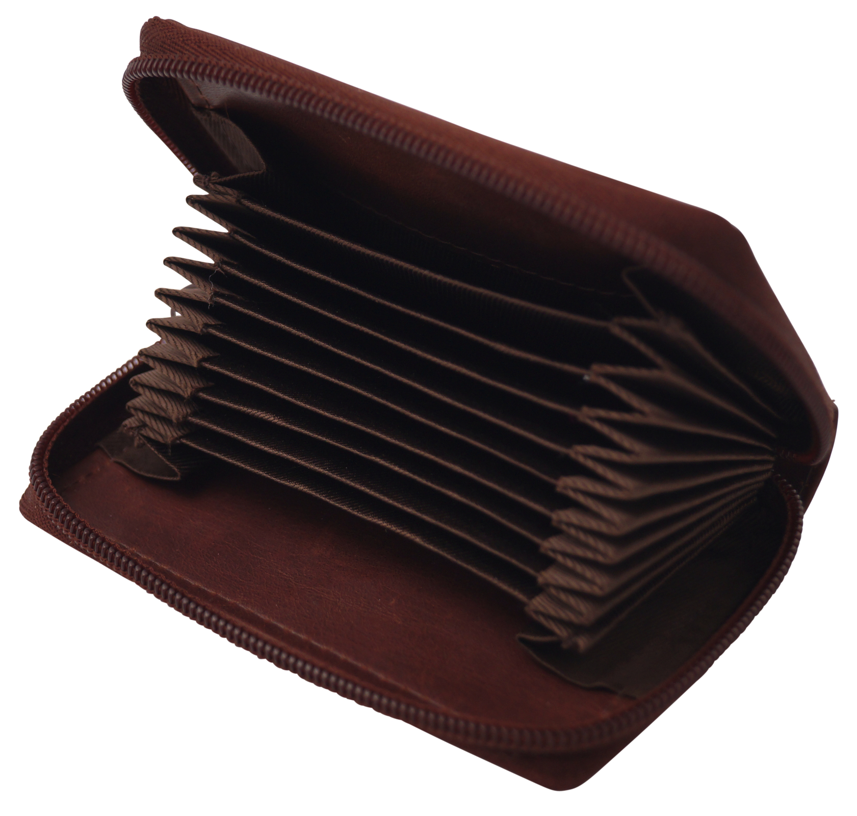 GERMANUS Credit Card Case Zip - Made in EU - Leder Case for Cards, brown