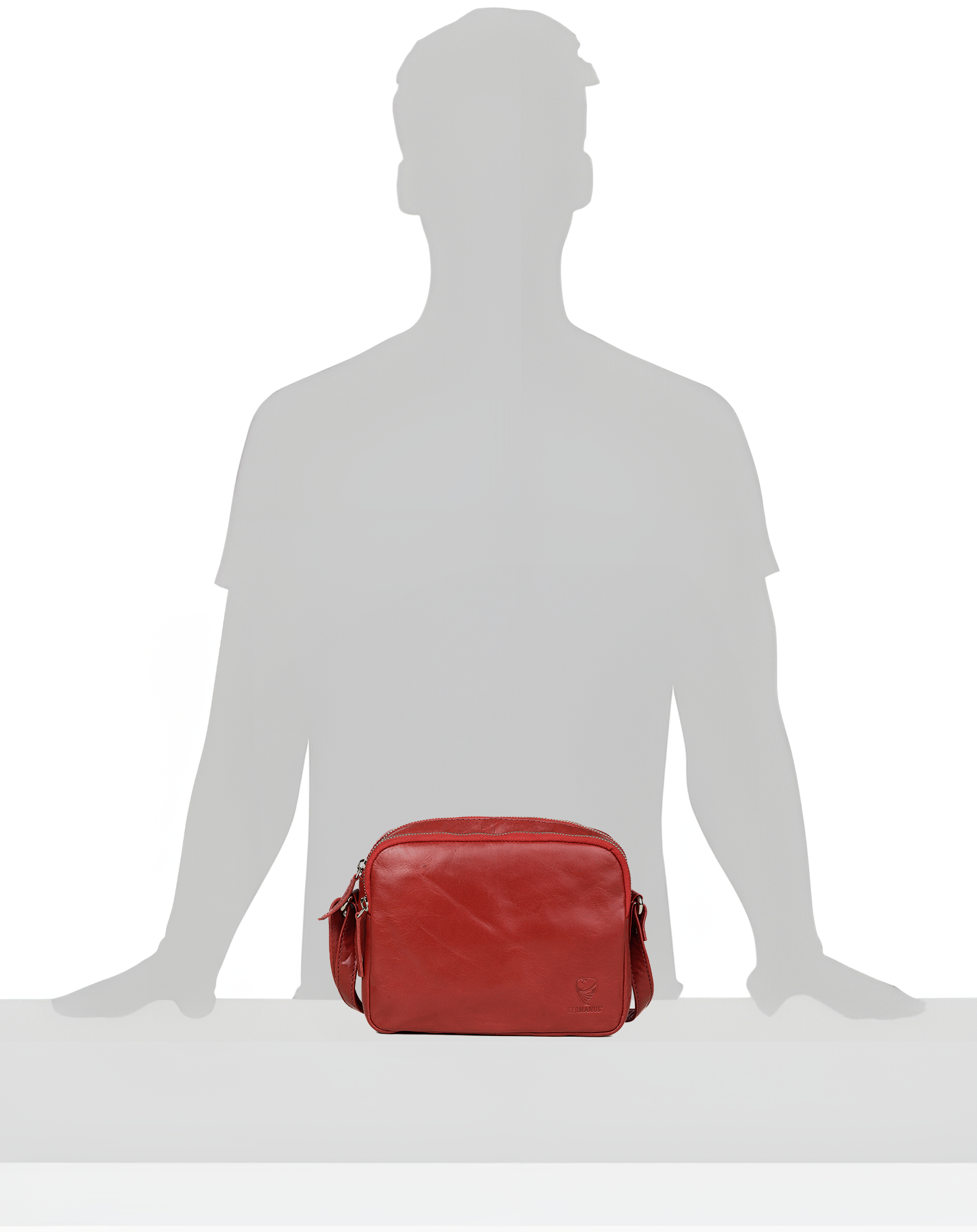 GERMANUS ladies handbag shoulder bag Lara made of genuine leather, red